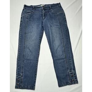 Orvis Women's Mid Rise Tapered Leg Crop Blue Denim Jeans - Size 10 (32x22.5)